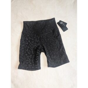 Move‎ Theology High Waist Leopard Print Biker Shorts with Pockets S